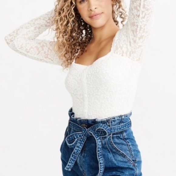 NWT Abercrombie & Fitch White Lace Top Xs~S~M Available - Picture 2 of 3